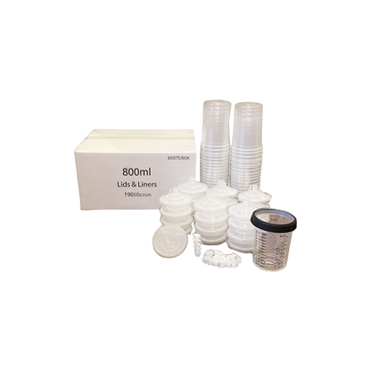 3P Professional Paint Cup System, 125 & 190 Micron, 50 Lids, 50 Liners, 25 Plugs, 1 Hard Cup
