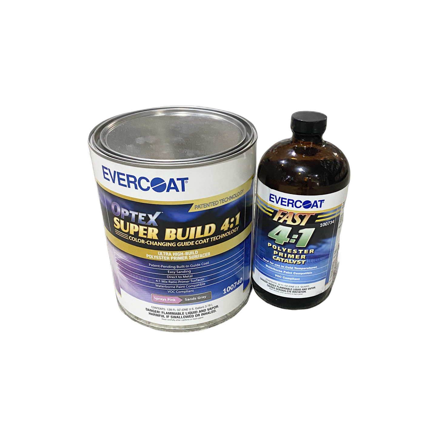 Evercoat Optex Super Build 4:1 Color-Changing Technology Ultra High-Build Polyester Primer Surfacer 3.78L - Fast Catalyst Included - 100740 / 100734