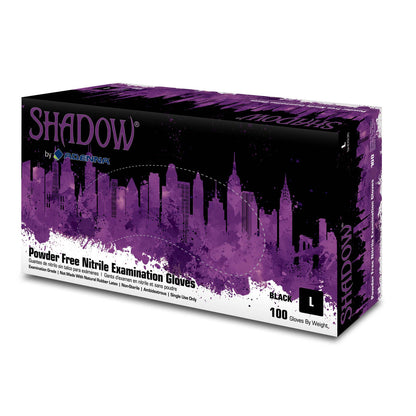 Adenna Shadow Powder Free Nitrile Black Disposable Gloves, Large, 100/box